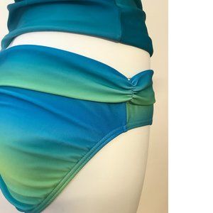 La Vie en Rose swim teal turquoise green blue aqua tie dye panties bikini NWT